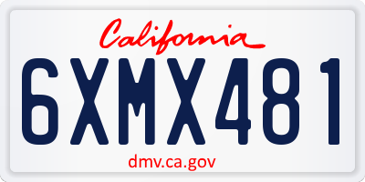 CA license plate 6XMX481