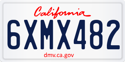 CA license plate 6XMX482