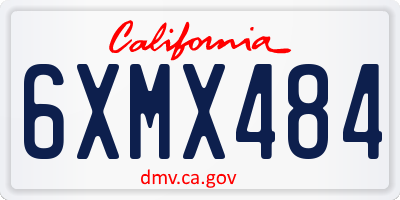 CA license plate 6XMX484