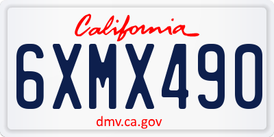 CA license plate 6XMX490