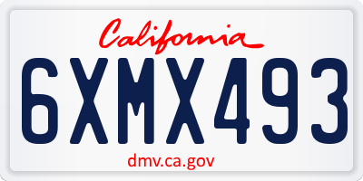 CA license plate 6XMX493