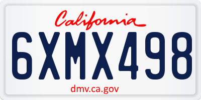 CA license plate 6XMX498