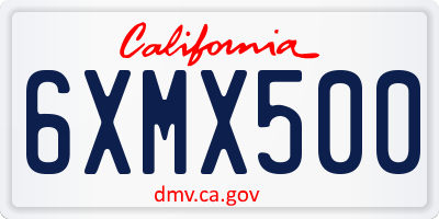 CA license plate 6XMX500