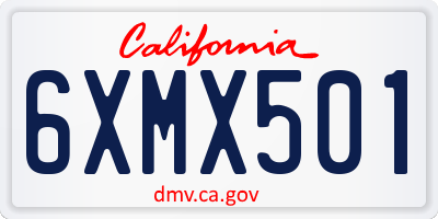 CA license plate 6XMX501