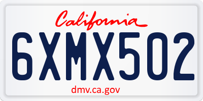 CA license plate 6XMX502