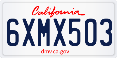 CA license plate 6XMX503