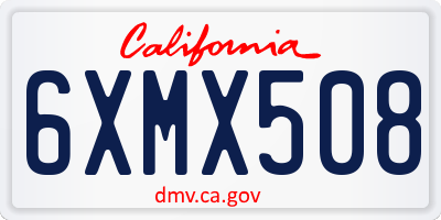 CA license plate 6XMX508