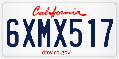 CA license plate 6XMX517