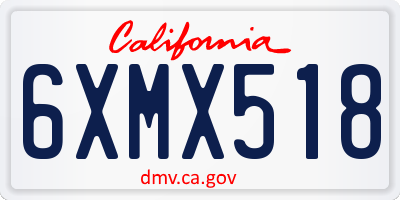 CA license plate 6XMX518