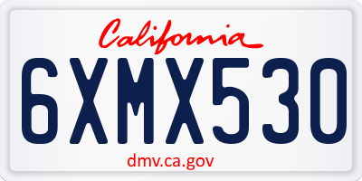 CA license plate 6XMX530
