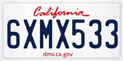 CA license plate 6XMX533