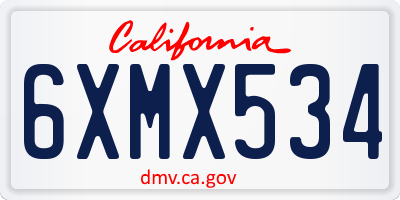 CA license plate 6XMX534