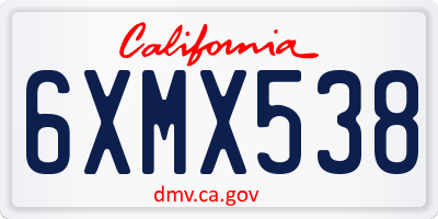 CA license plate 6XMX538