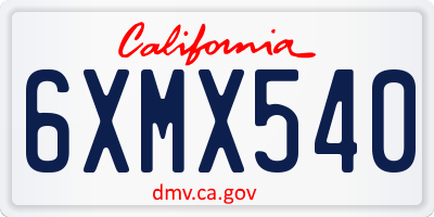 CA license plate 6XMX540