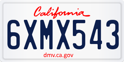 CA license plate 6XMX543