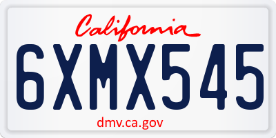 CA license plate 6XMX545