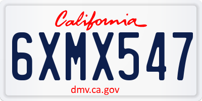 CA license plate 6XMX547