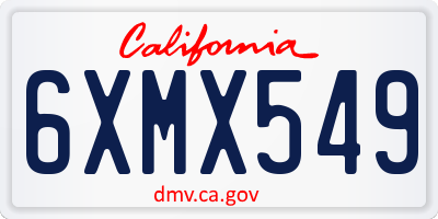 CA license plate 6XMX549