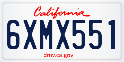 CA license plate 6XMX551