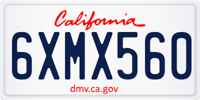 CA license plate 6XMX560