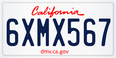 CA license plate 6XMX567