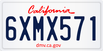 CA license plate 6XMX571