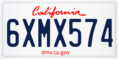CA license plate 6XMX574