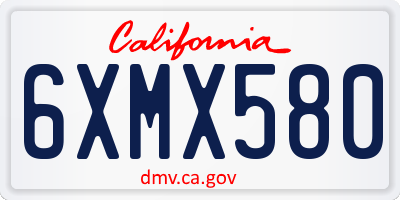 CA license plate 6XMX580