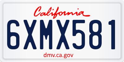 CA license plate 6XMX581
