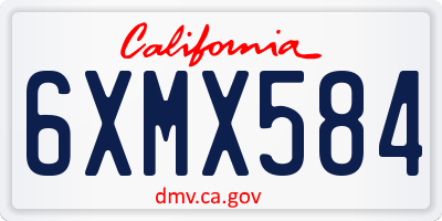 CA license plate 6XMX584