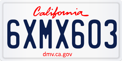 CA license plate 6XMX603