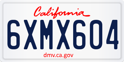 CA license plate 6XMX604