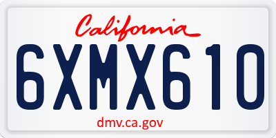 CA license plate 6XMX610