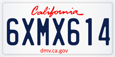CA license plate 6XMX614