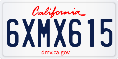CA license plate 6XMX615
