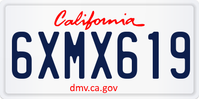 CA license plate 6XMX619