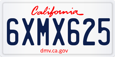 CA license plate 6XMX625