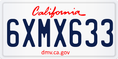 CA license plate 6XMX633