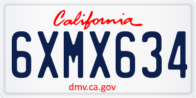 CA license plate 6XMX634