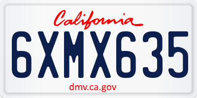 CA license plate 6XMX635
