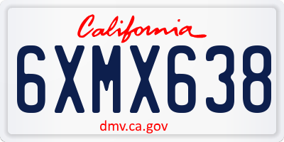 CA license plate 6XMX638