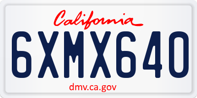 CA license plate 6XMX640