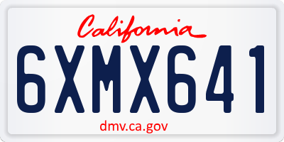 CA license plate 6XMX641