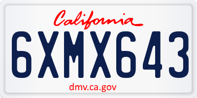 CA license plate 6XMX643