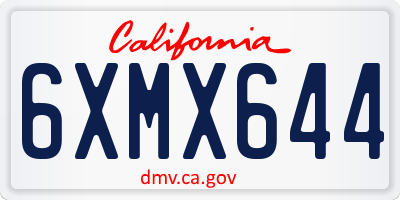 CA license plate 6XMX644