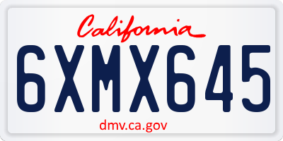 CA license plate 6XMX645