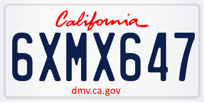 CA license plate 6XMX647