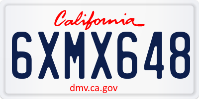 CA license plate 6XMX648