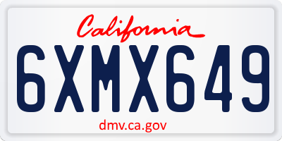 CA license plate 6XMX649