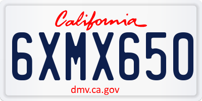 CA license plate 6XMX650